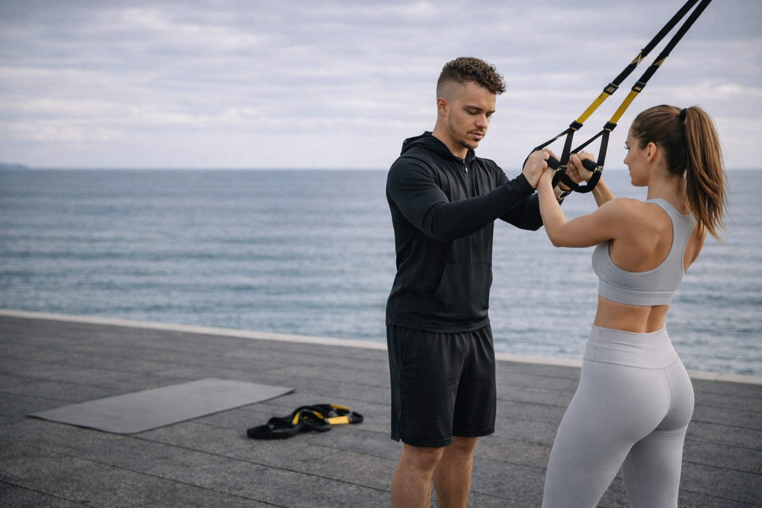 Тренировка на пляже Торревьехи — функциональный тренинг и TRX на открытом воздухе